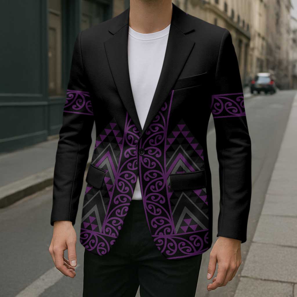 Purple Aotearoa Mangopare Kowhaiwhai Niho Taniwha Blazer Maori New Zealand LT14 - Polynesian Pride