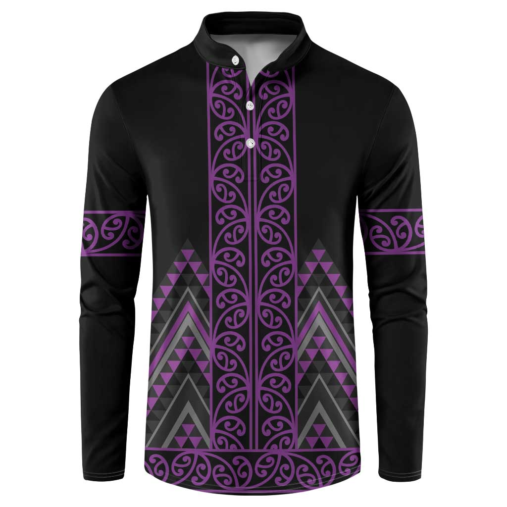 Purple Aotearoa Mangopare Kowhaiwhai and Niho Taniwha Button Sweatshirt Maori New Zealand LT14 Purple - Polynesian Pride