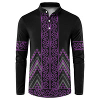 Purple Aotearoa Mangopare Kowhaiwhai and Niho Taniwha Button Sweatshirt Maori New Zealand LT14 Purple - Polynesian Pride