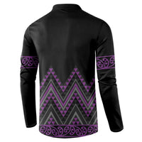 Purple Aotearoa Mangopare Kowhaiwhai and Niho Taniwha Button Sweatshirt Maori New Zealand LT14 - Polynesian Pride