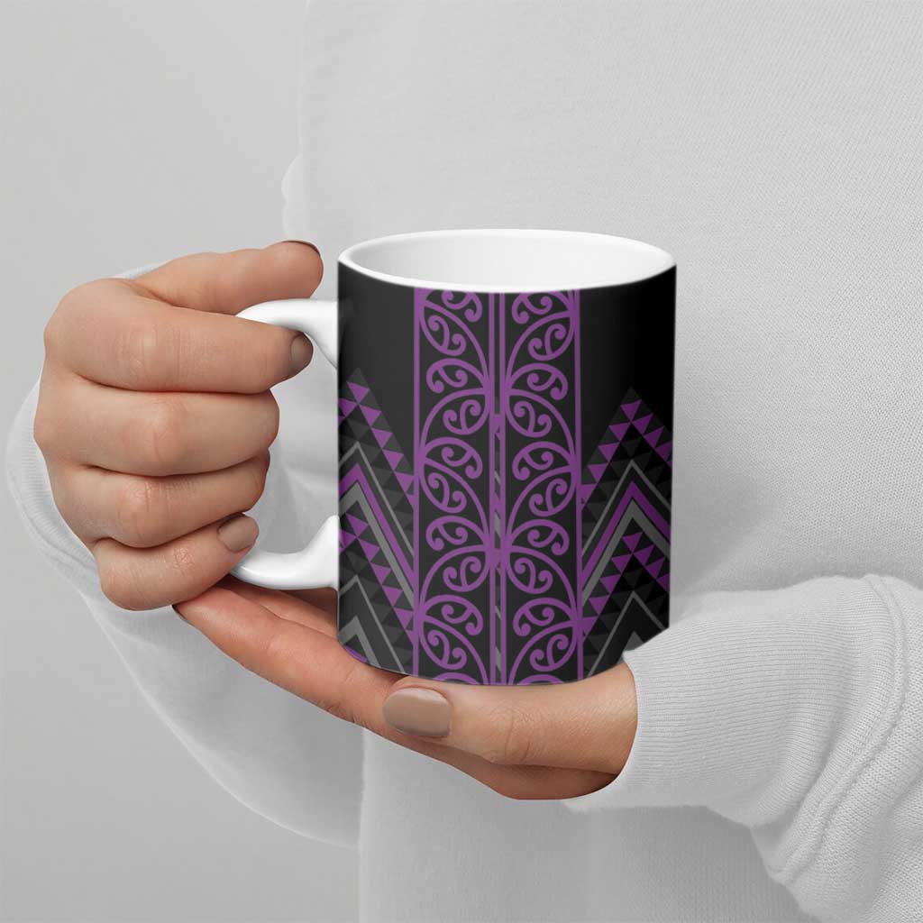 Purple Aotearoa Mangopare Kowhaiwhai Niho Taniwha Ceramic Mug Maori New Zealand - Polynesian Pride