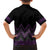 Purple Aotearoa Mangopare Kowhaiwhai and Niho Taniwha Family Matching Off The Shoulder Long Sleeve Dress and Hawaiian Shirt Maori New Zealand