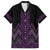 Purple Aotearoa Mangopare Kowhaiwhai and Niho Taniwha Family Matching Off The Shoulder Long Sleeve Dress and Hawaiian Shirt Maori New Zealand