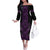 Purple Aotearoa Mangopare Kowhaiwhai and Niho Taniwha Family Matching Off The Shoulder Long Sleeve Dress and Hawaiian Shirt Maori New Zealand