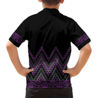 Purple Aotearoa Mangopare Kowhaiwhai and Niho Taniwha Family Matching Summer Maxi Dress and Hawaiian Shirt Maori New Zealand LT14 - Polynesian Pride