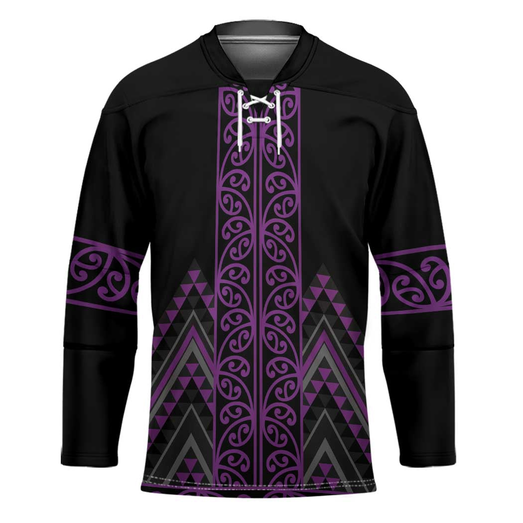 Purple Aotearoa Mangopare Kowhaiwhai Niho Taniwha Hockey Jersey Maori New Zealand - Polynesian Pride