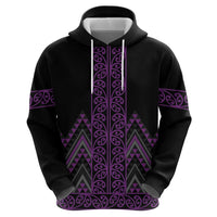 Purple Aotearoa Mangopare Kowhaiwhai and Niho Taniwha Hoodie Maori New Zealand