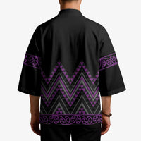 Purple Aotearoa Mangopare Kowhaiwhai Niho Taniwha Kimono Maori New Zealand - Polynesian Pride