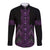 Purple Aotearoa Mangopare Kowhaiwhai and Niho Taniwha Long Sleeve Button Shirt Maori New Zealand