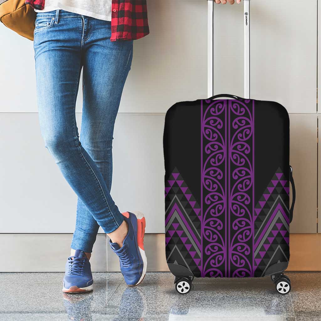 Purple Aotearoa Mangopare Kowhaiwhai and Niho Taniwha Luggage Cover Maori New Zealand