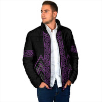 Purple Aotearoa Mangopare Kowhaiwhai Niho Taniwha Padded Jacket Maori New Zealand - Polynesian Pride