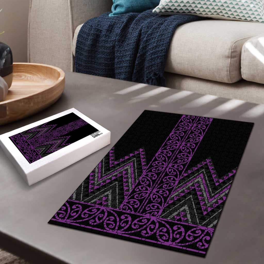 Purple Aotearoa Mangopare Kowhaiwhai Niho Taniwha Puzzle Maori New Zealand - Polynesian Pride