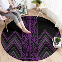 Purple Aotearoa Mangopare Kowhaiwhai and Niho Taniwha Round Carpet Maori New Zealand