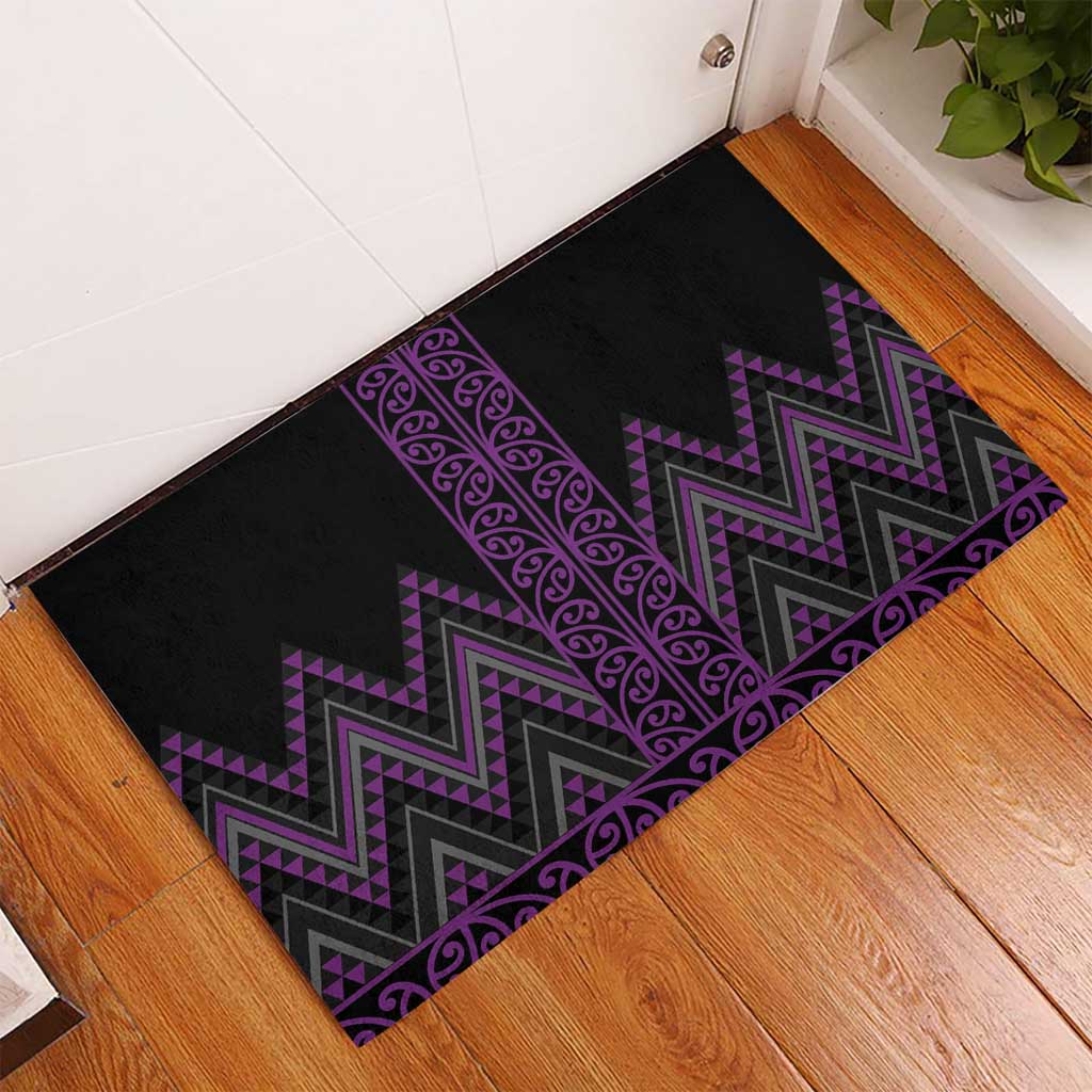 Purple Aotearoa Mangopare Kowhaiwhai and Niho Taniwha Rubber Doormat Maori New Zealand LT14 - Polynesian Pride