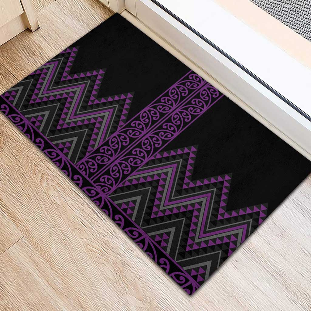 Purple Aotearoa Mangopare Kowhaiwhai and Niho Taniwha Rubber Doormat Maori New Zealand LT14 - Polynesian Pride