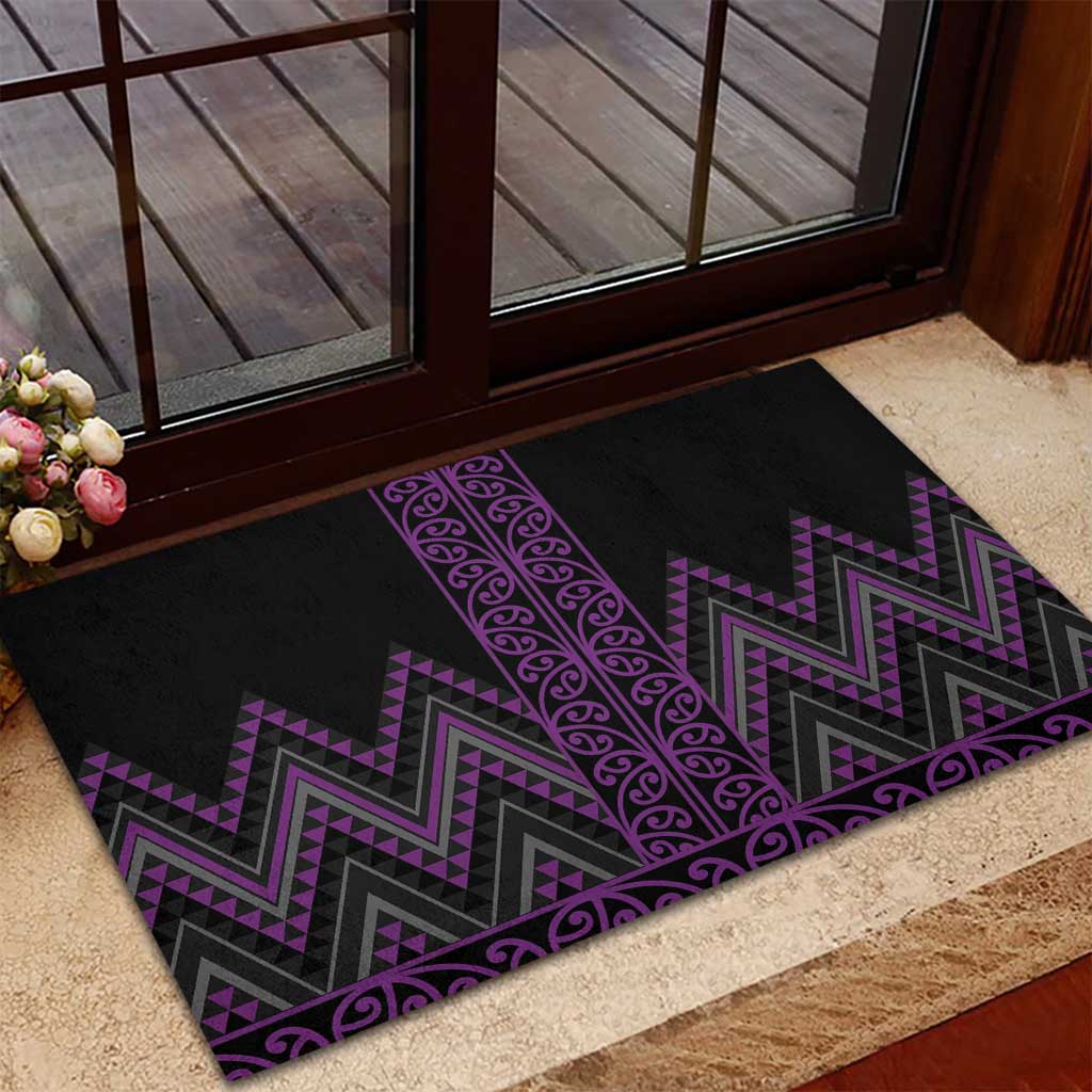 Purple Aotearoa Mangopare Kowhaiwhai and Niho Taniwha Rubber Doormat Maori New Zealand LT14 - Polynesian Pride