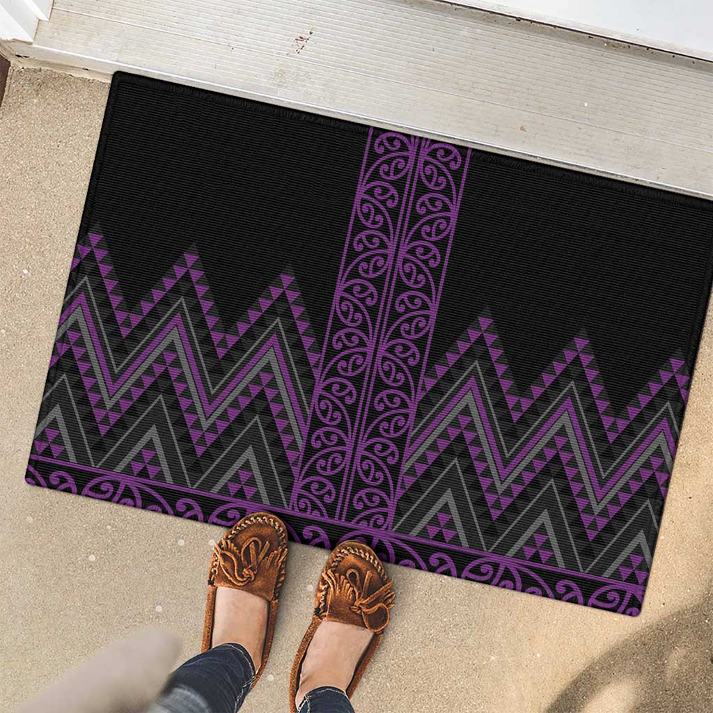 Purple Aotearoa Mangopare Kowhaiwhai and Niho Taniwha Rubber Doormat Maori New Zealand LT14 - Polynesian Pride