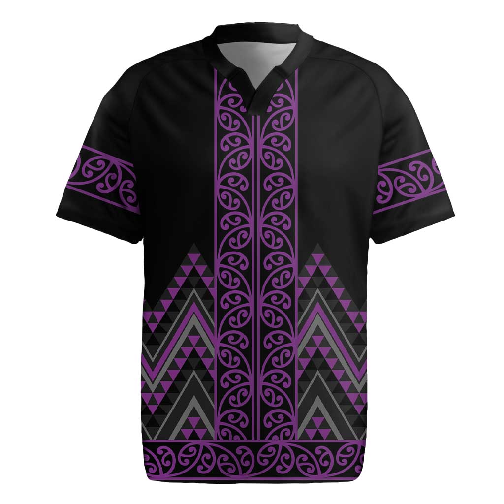 Purple Aotearoa Mangopare Kowhaiwhai and Niho Taniwha Rugby Jersey Maori New Zealand