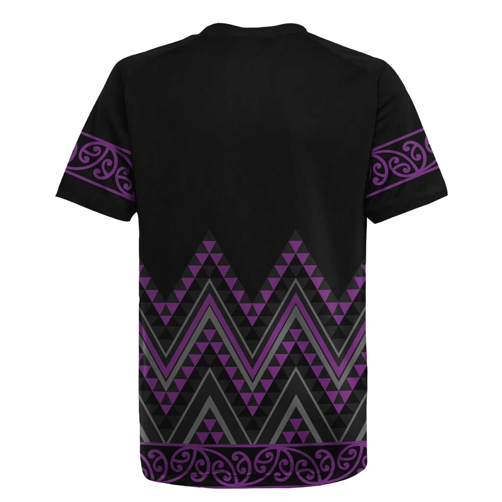 Purple Aotearoa Mangopare Kowhaiwhai and Niho Taniwha Rugby Jersey Maori New Zealand