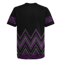 Purple Aotearoa Mangopare Kowhaiwhai and Niho Taniwha Rugby Jersey Maori New Zealand