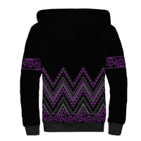 Purple Aotearoa Mangopare Kowhaiwhai and Niho Taniwha Sherpa Hoodie Maori New Zealand