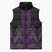 Purple Aotearoa Mangopare Kowhaiwhai Niho Taniwha Sleeveless Puffer Jacket Maori New Zealand - Polynesian Pride
