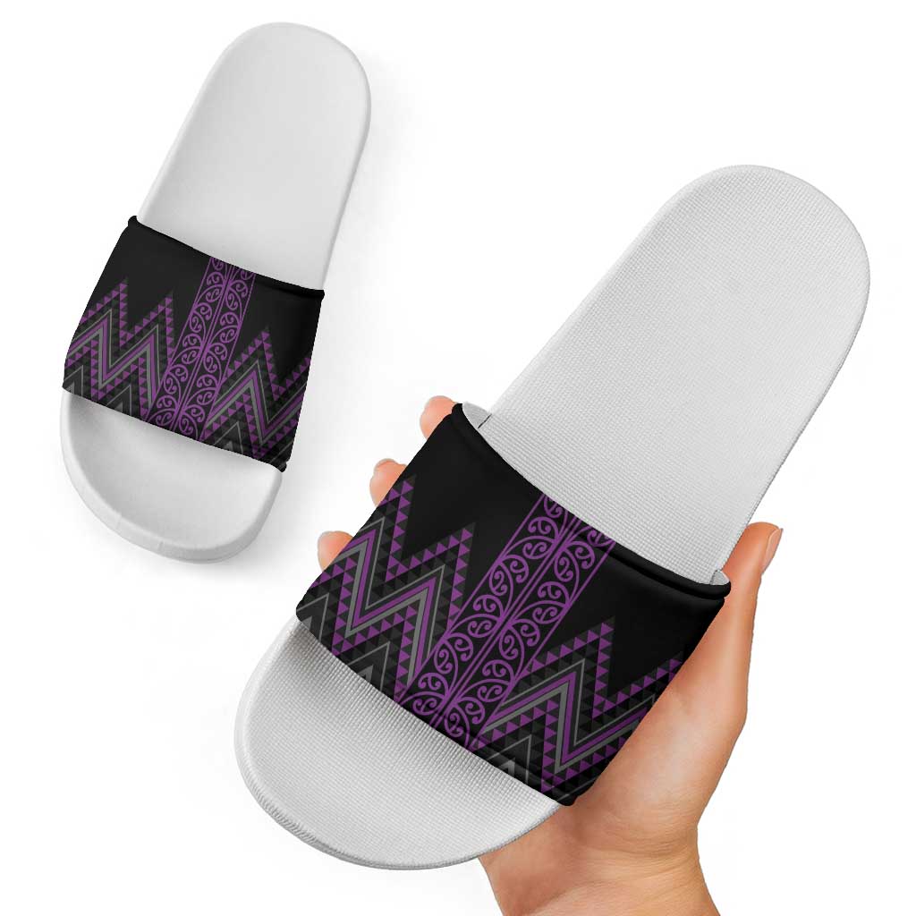 Purple Aotearoa Mangopare Kowhaiwhai Niho Taniwha Slide Sandals Maori New Zealand LT14 - Polynesian Pride