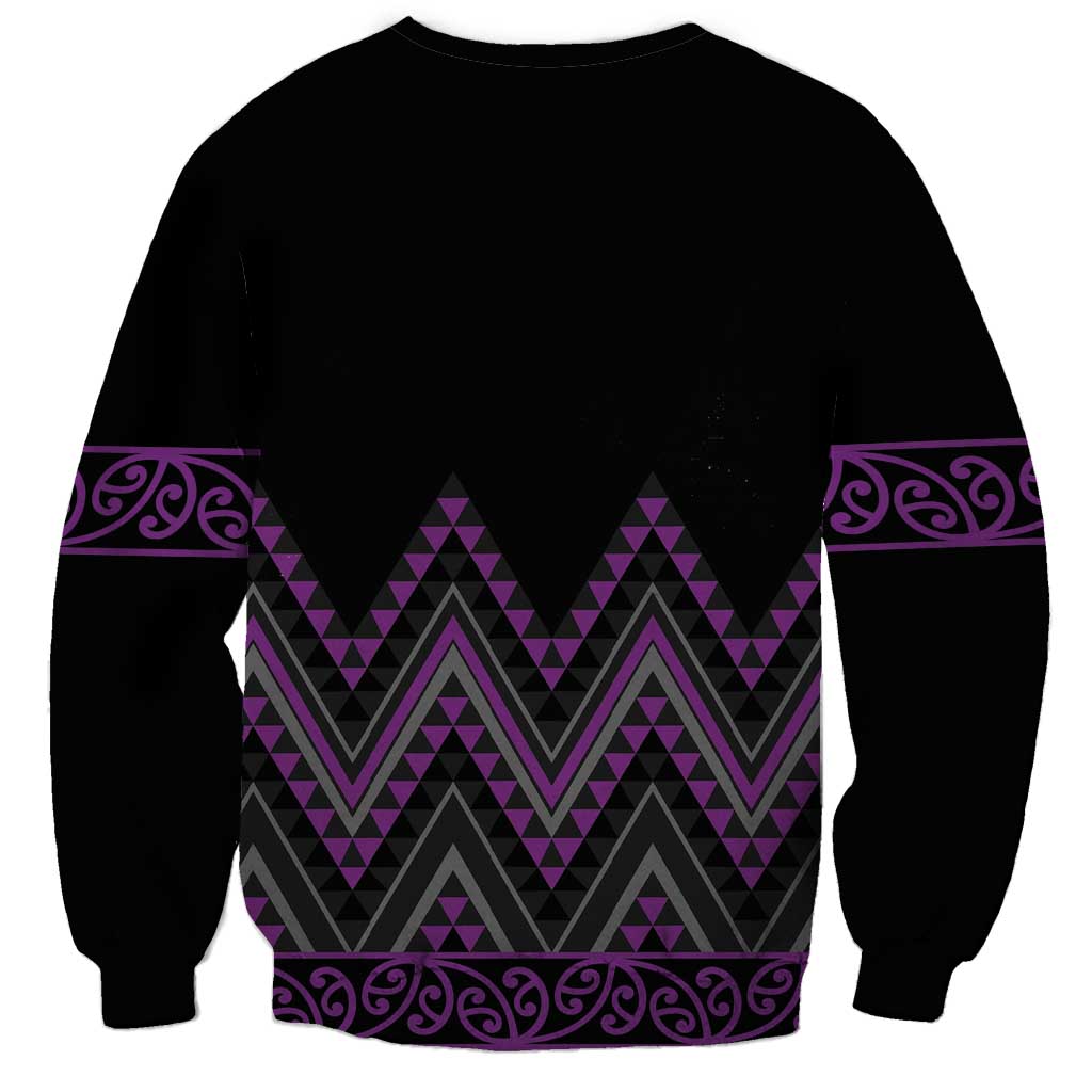 Purple Aotearoa Mangopare Kowhaiwhai and Niho Taniwha Sweatshirt Maori New Zealand LT14 - Polynesian Pride