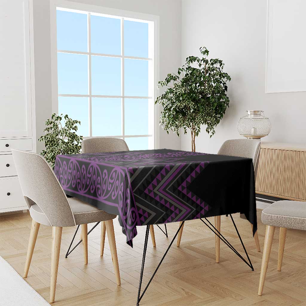 Purple Aotearoa Mangopare Kowhaiwhai and Niho Taniwha Tablecloth Maori New Zealand