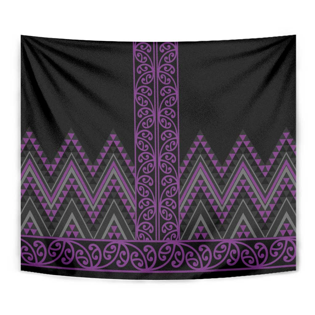 Purple Aotearoa Mangopare Kowhaiwhai and Niho Taniwha Tapestry Maori New Zealand