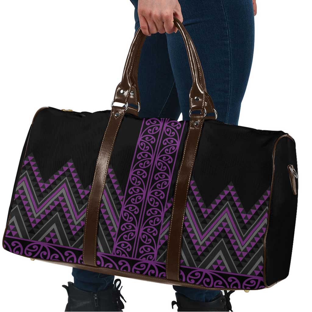 Purple Aotearoa Mangopare Kowhaiwhai Niho Taniwha Travel Bag Maori New Zealand - Polynesian Pride