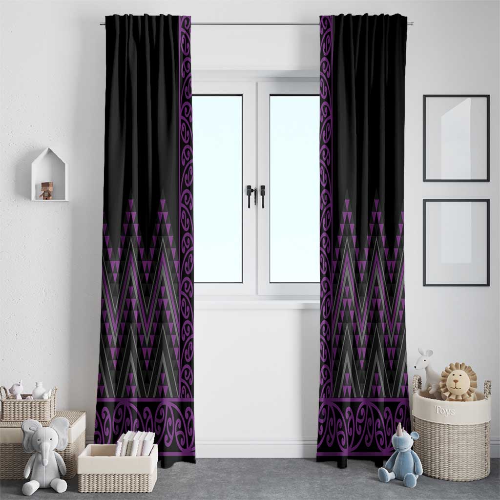 Purple Aotearoa Mangopare Kowhaiwhai and Niho Taniwha Window Curtain Maori New Zealand