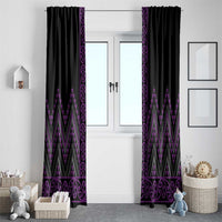 Purple Aotearoa Mangopare Kowhaiwhai and Niho Taniwha Window Curtain Maori New Zealand