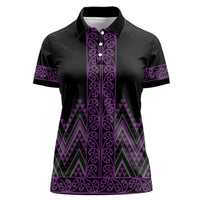 Purple Aotearoa Mangopare Kowhaiwhai and Niho Taniwha Women Polo Shirt Maori New Zealand