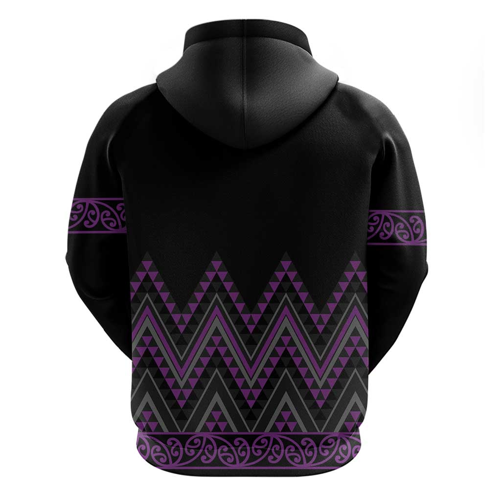 Purple Aotearoa Mangopare Kowhaiwhai and Niho Taniwha Zip Hoodie Maori New Zealand