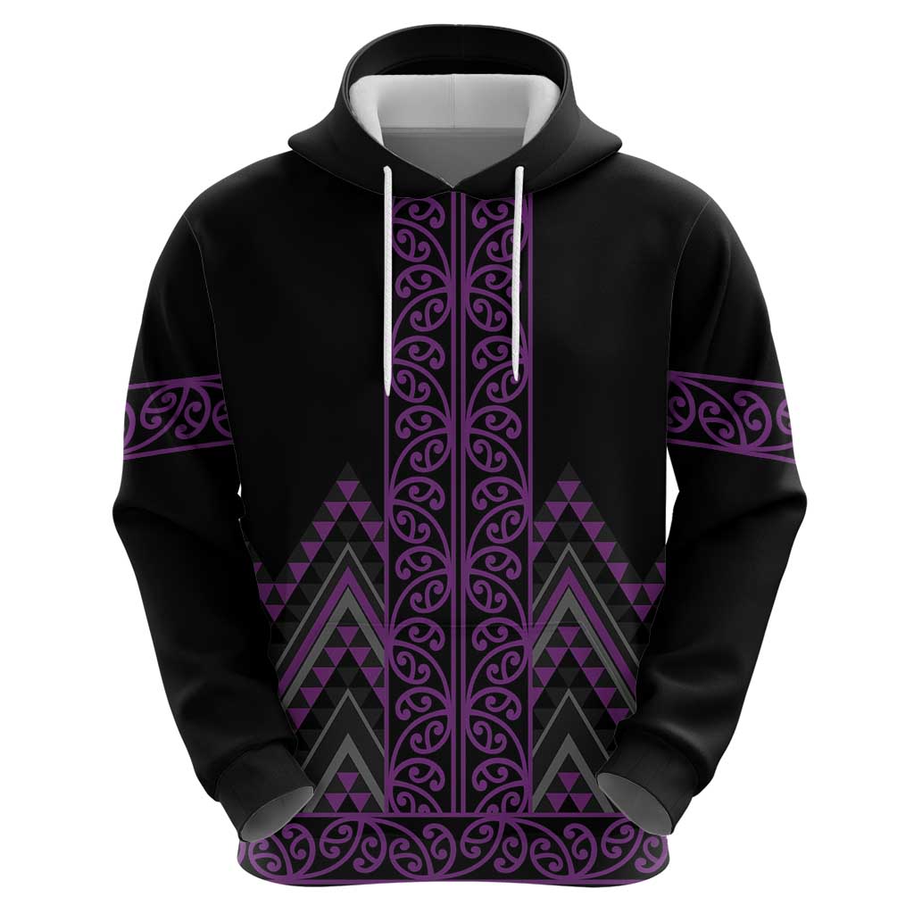 Purple Aotearoa Mangopare Kowhaiwhai and Niho Taniwha Zip Hoodie Maori New Zealand
