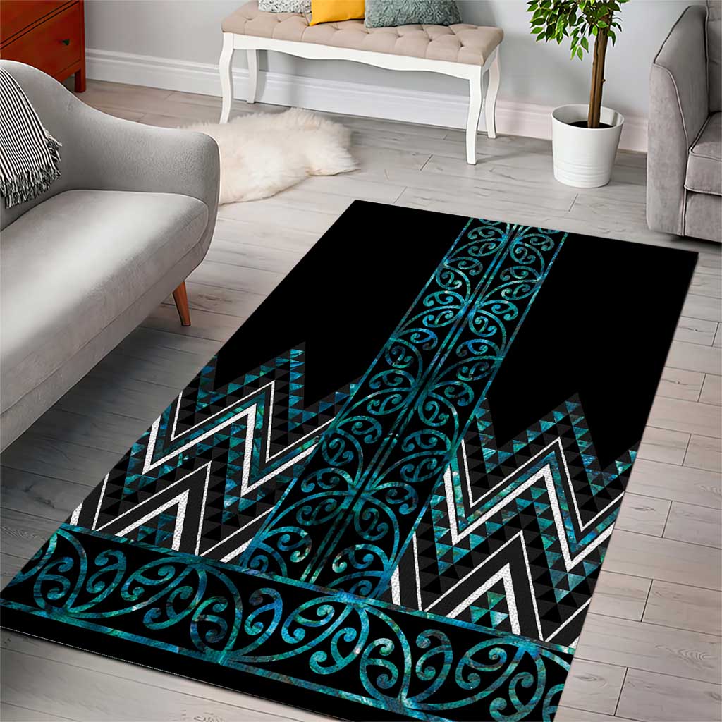Paua Shell Aotearoa Mangopare Kowhaiwhai and Niho Taniwha Area Rug Maori New Zealand LT14 - Polynesian Pride