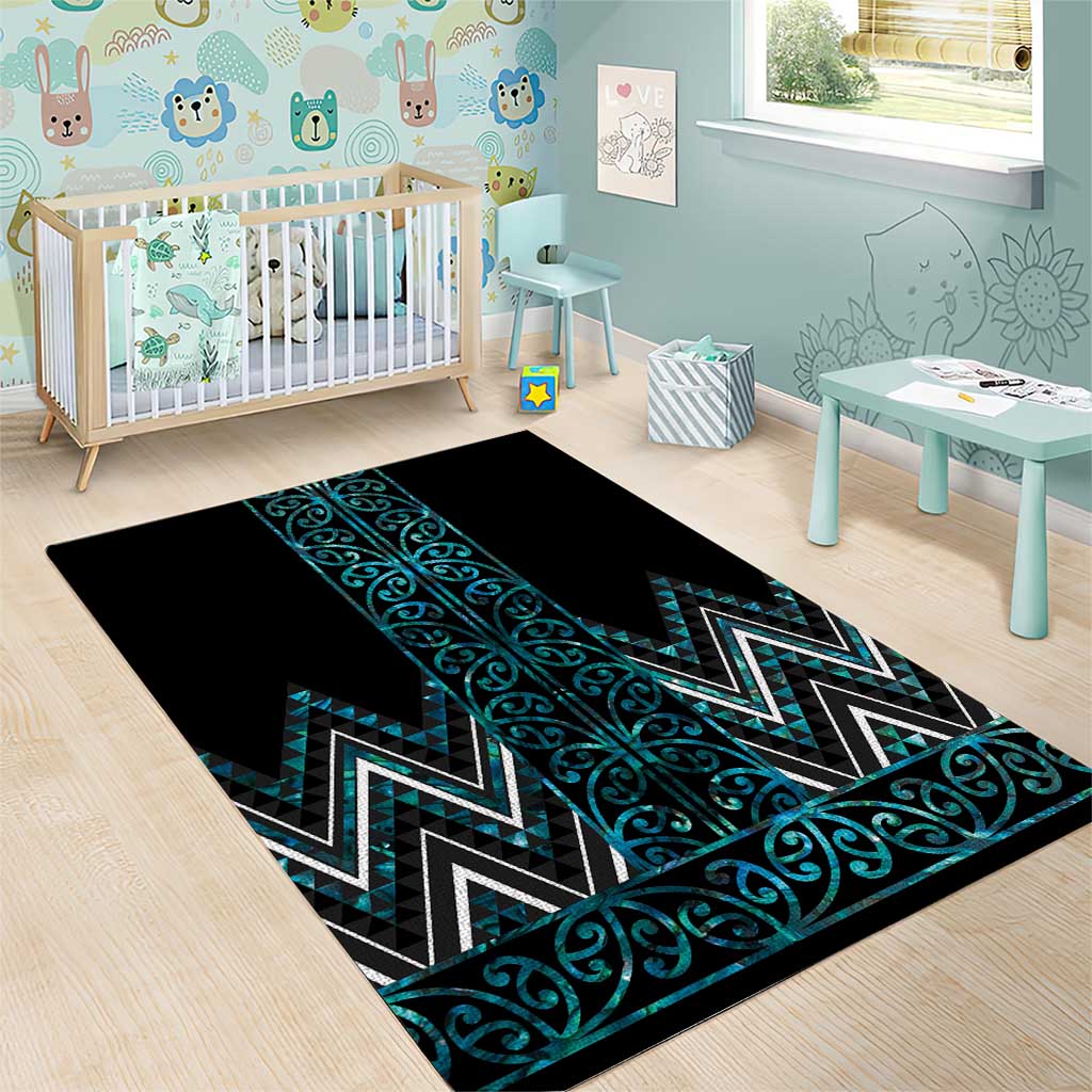 Paua Shell Aotearoa Mangopare Kowhaiwhai and Niho Taniwha Area Rug Maori New Zealand LT14 - Polynesian Pride