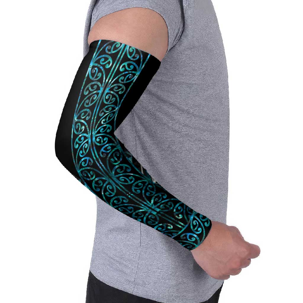 Paua Shell Aotearoa Mangopare Kowhaiwhai Niho Taniwha Arm Sleeves Maori New Zealand LT14 - Polynesian Pride