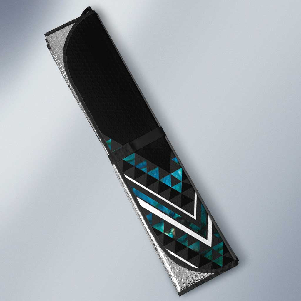 Paua Shell Aotearoa Mangopare Kowhaiwhai Niho Taniwha Auto Sun Shade Maori New Zealand - Polynesian Pride