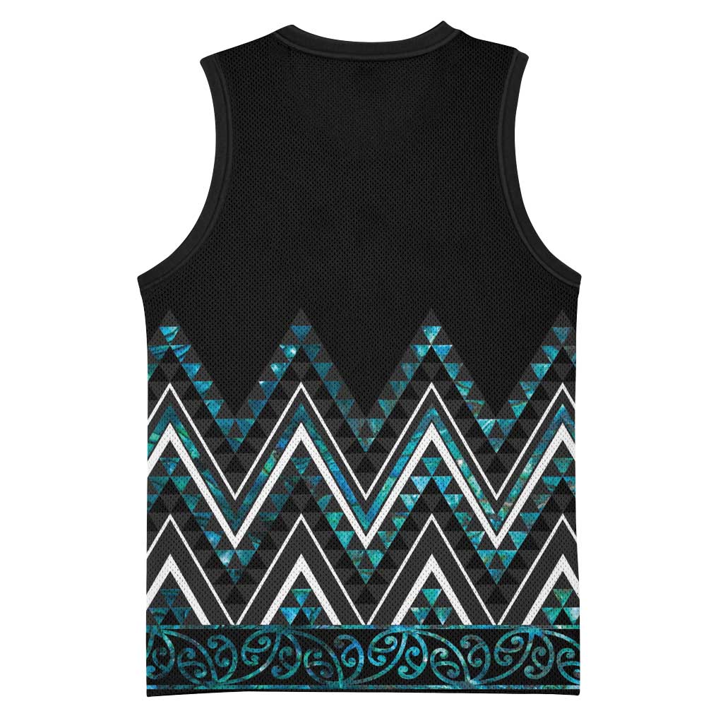 Paua Shell Aotearoa Mangopare Kowhaiwhai Niho Taniwha Basketball Jersey Maori New Zealand - Polynesian Pride