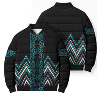 Paua Shell Aotearoa Mangopare Kowhaiwhai Niho Taniwha Bomber Puffer Jacket Maori New Zealand - Polynesian Pride