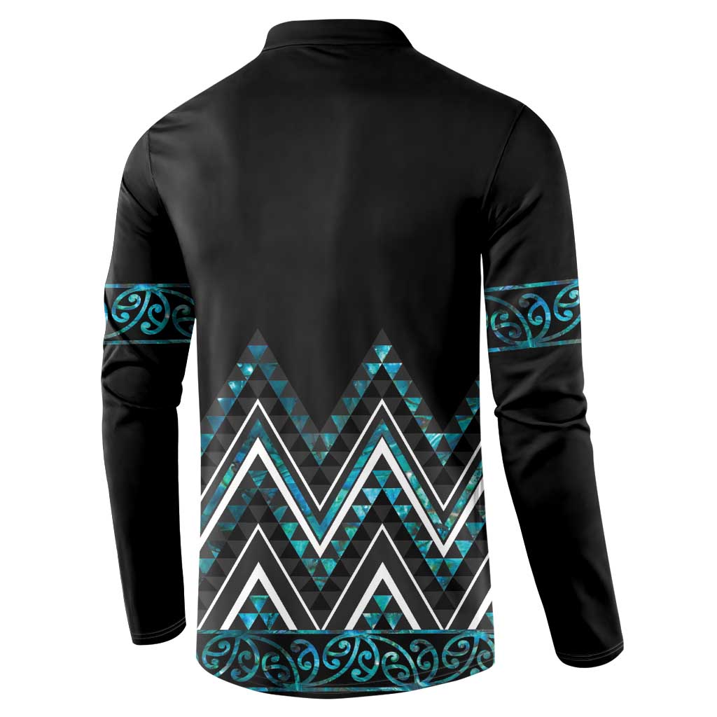 Paua Shell Aotearoa Mangopare Kowhaiwhai and Niho Taniwha Button Sweatshirt Maori New Zealand LT14 - Polynesian Pride