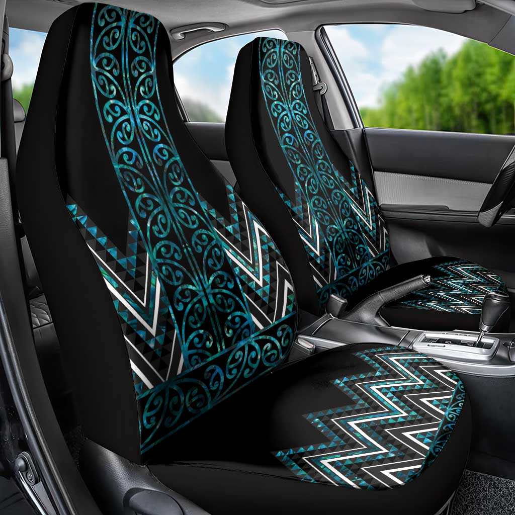 Paua Shell Aotearoa Mangopare Kowhaiwhai and Niho Taniwha Car Seat Cover Maori New Zealand