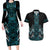 Paua Shell Aotearoa Mangopare Kowhaiwhai and Niho Taniwha Couples Matching Long Sleeve Bodycon Dress and Hawaiian Shirt Maori New Zealand