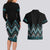 Paua Shell Aotearoa Mangopare Kowhaiwhai and Niho Taniwha Couples Matching Long Sleeve Bodycon Dress and Hawaiian Shirt Maori New Zealand