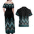 Paua Shell Aotearoa Mangopare Kowhaiwhai and Niho Taniwha Couples Matching Off Shoulder Maxi Dress and Hawaiian Shirt Maori New Zealand