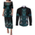 Paua Shell Aotearoa Mangopare Kowhaiwhai and Niho Taniwha Couples Matching Puletasi and Long Sleeve Button Shirt Maori New Zealand