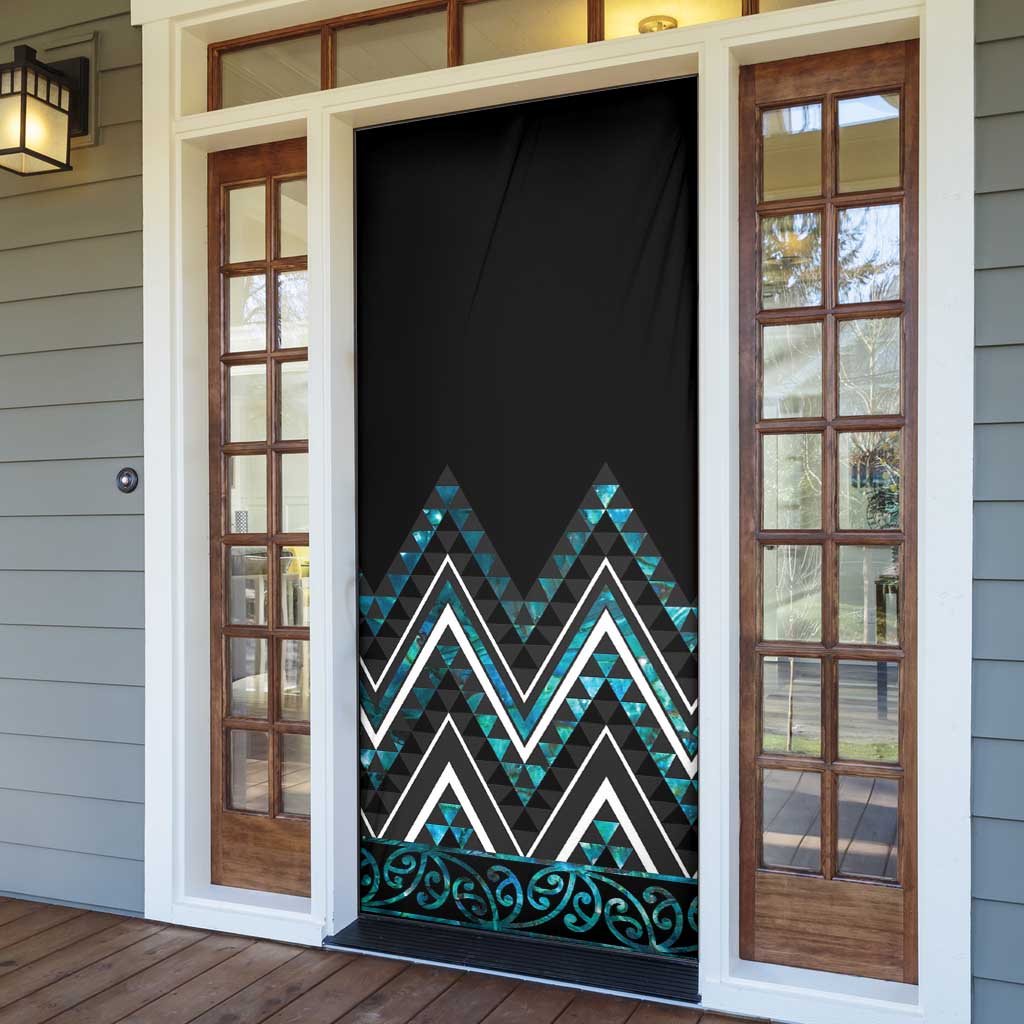 Paua Shell Aotearoa Mangopare Kowhaiwhai Niho Taniwha Door Cover Maori New Zealand - Polynesian Pride