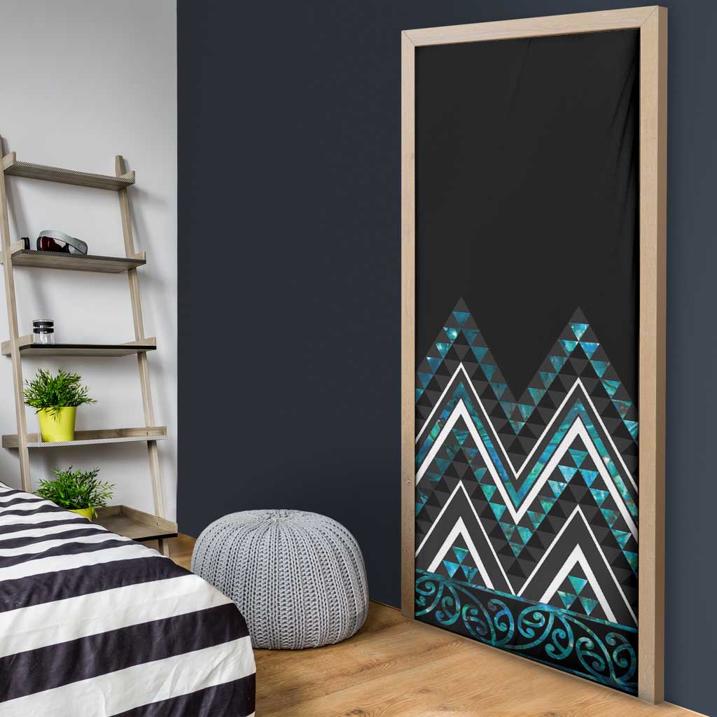 Paua Shell Aotearoa Mangopare Kowhaiwhai Niho Taniwha Door Cover Maori New Zealand - Polynesian Pride